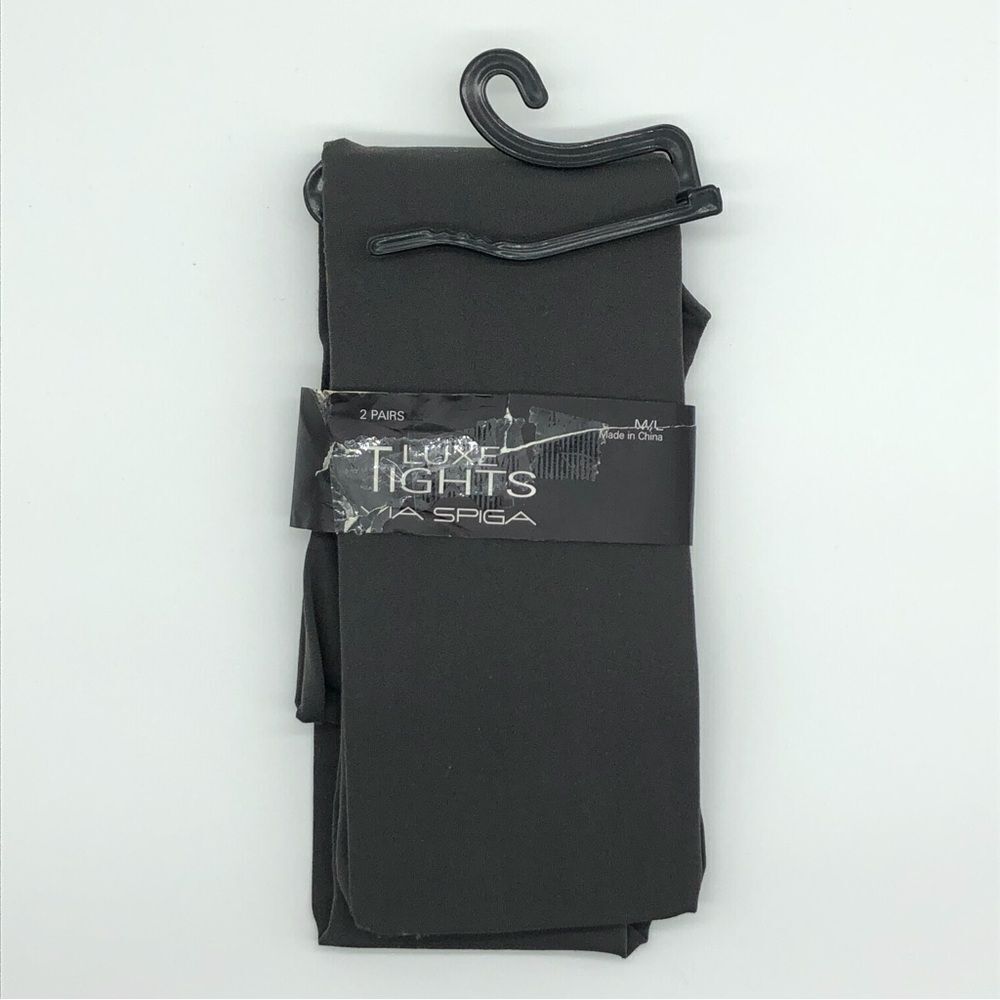 🆕 Mia Spiga‎ Charcoal Gray Tights 2 Pair Size M/L NWT